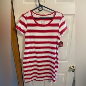 Faded Glory Red & White Striped t-Shirt Dress